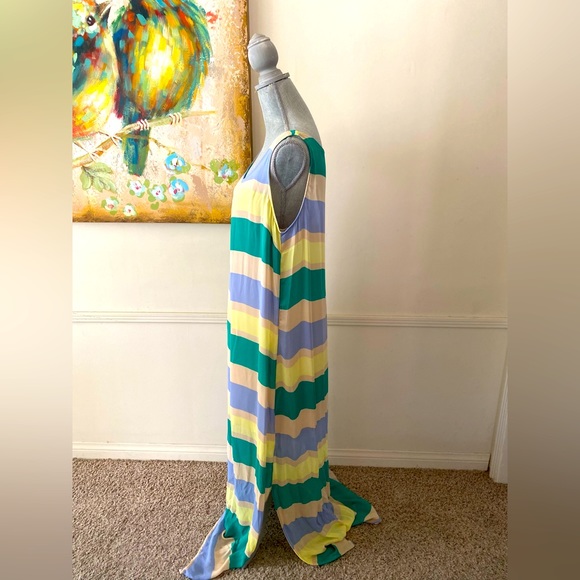 I ❤️ RONSON BLOCKED STRIPE CHIFFON LAYERED SUMMER MAXI DRESS SIZE XL 🌟EUC🌟 - Picture 4 of 13